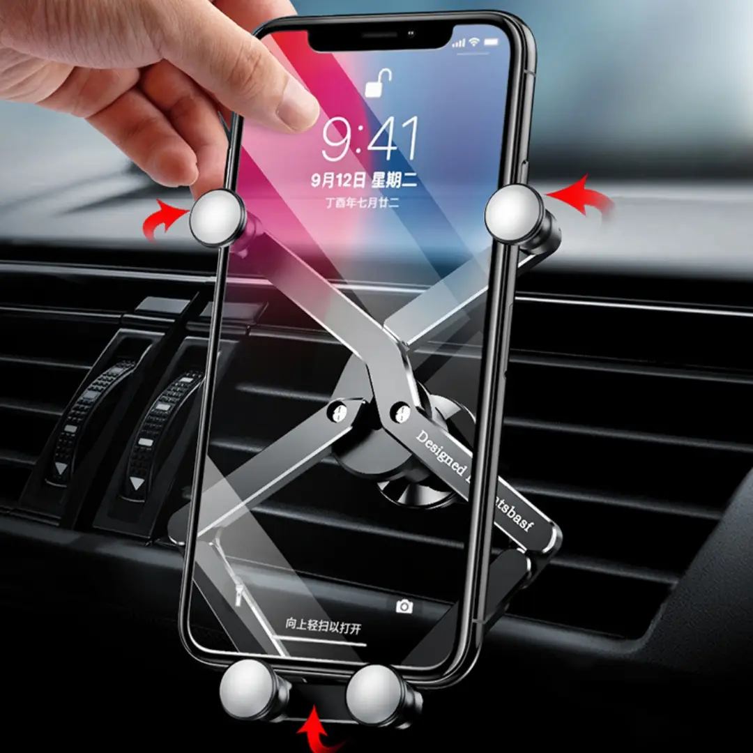 Aluminum Alloy Wireless Gravity Induction One-word Deformation Car Vent Bracket