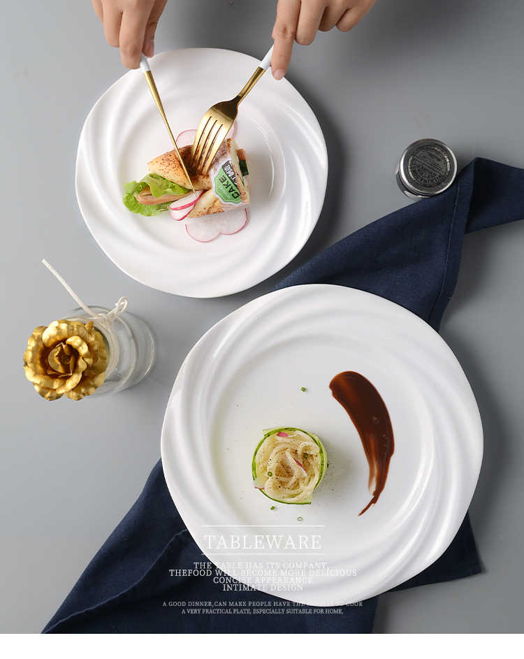 Simple Lines Pure White Porcelain Dinner Plate