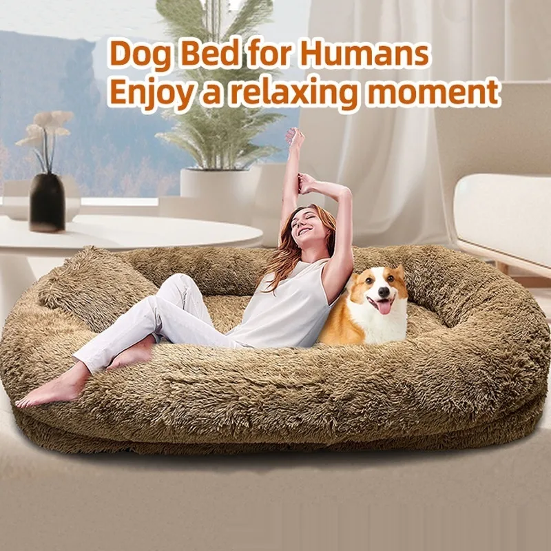Queen Bed Pet Plush Sofa for Owner and Dog