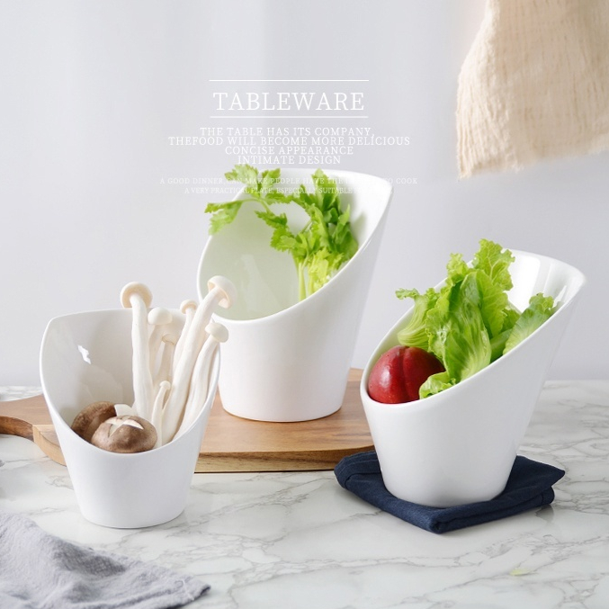 Pure White Ceramic Vegetables Hot Pot Buffet Restaurant Bowl