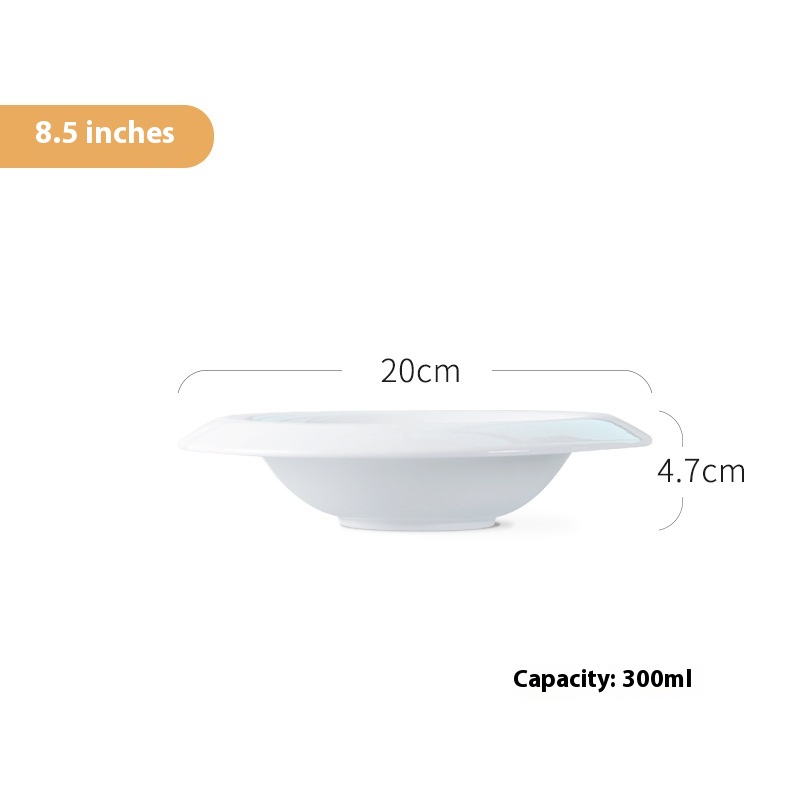 Western-style Household Pure White Ceramic Round Soup Plate Bowl