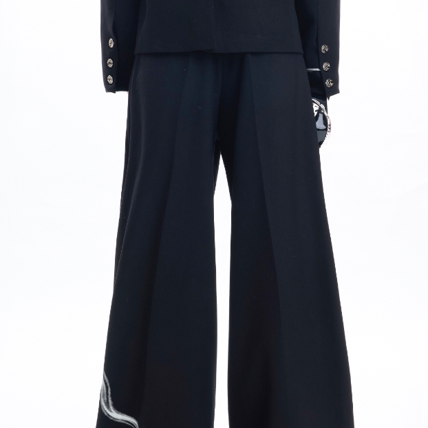 Metal Button Padded Shoulder Suit Suit