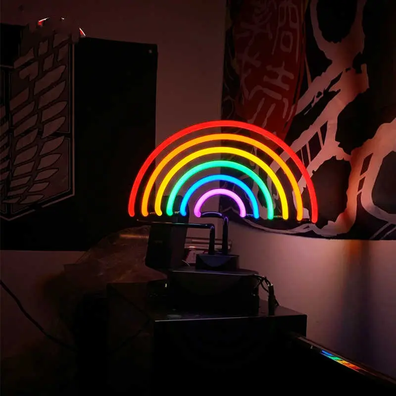 Rainbow Neon Background Creative Gift