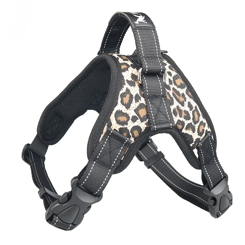 Pet Saddle Chest Strap Camouflage Outdoor Traction Dog Vest - Leopard Print