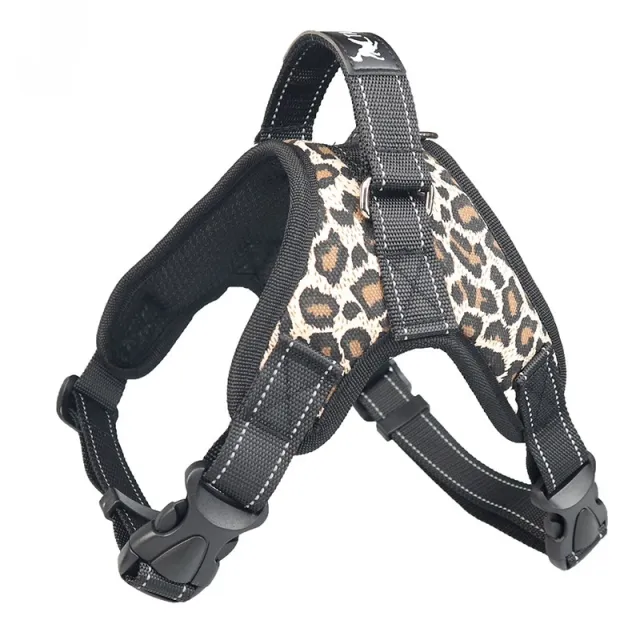 Pet Saddle Chest Strap Camouflage Outdoor Traction Dog Vest Leopard Print - Shop at LoveMi