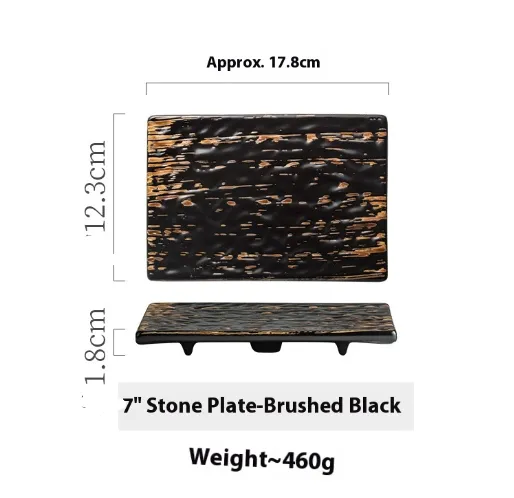 Japanese Style Sushi Plate Rectangular Flat Plate Creative - Black