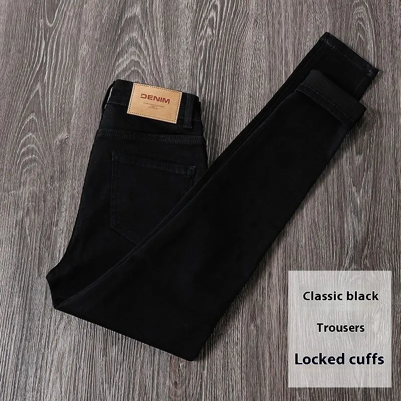 Black High Waist Stretch Jeans - Regular Classic Black Trousers