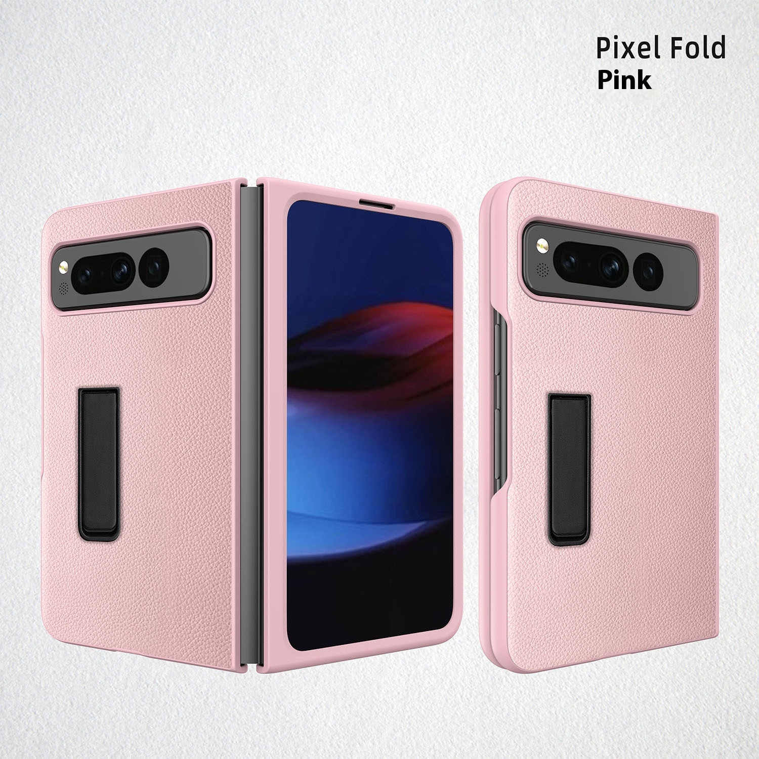 Plain Leather Lychee Pattern Bracket GoogleFold Foldable Screen Protective Case