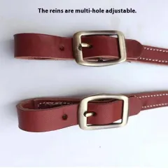 Horse Halter Pure Cowhide Equipment Dragon Cover Metal Buckle Elegant - Reins Red - View 1