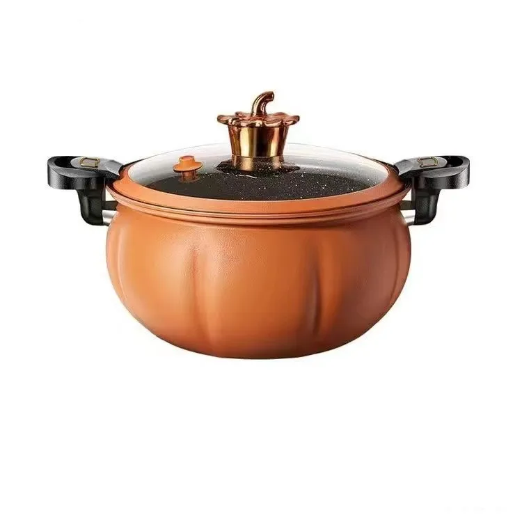 Pumpkin Low Pressure Pot Large Capacity Multi-functional Household Stockpot - 28Cm Orange 8L
