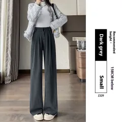 Women's Casual Solid Colour Loose Japanese Style Wide Leg Pants - Dark Grey Small Man - View 1