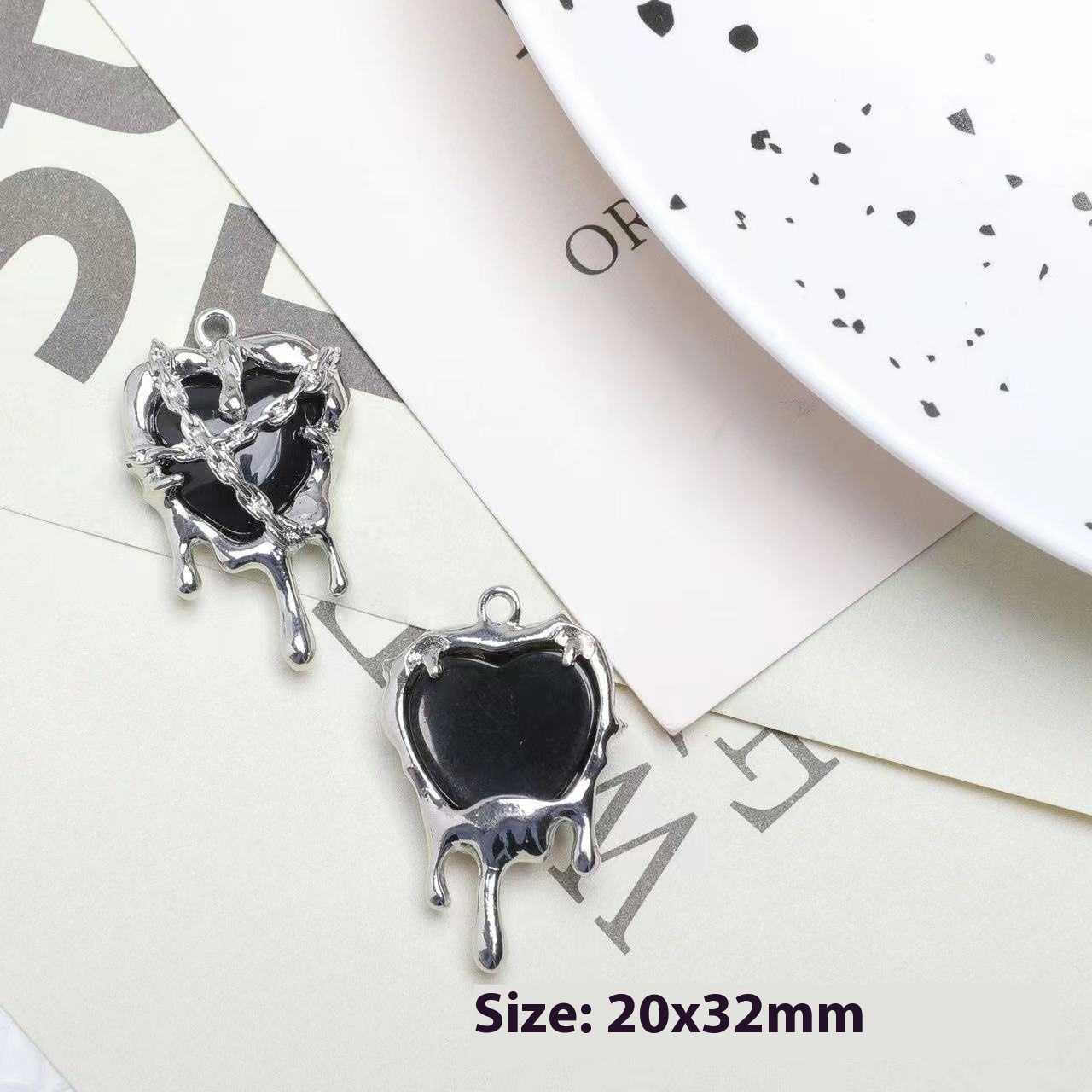 Locked Heart Lava Chain Love Heart Earrings