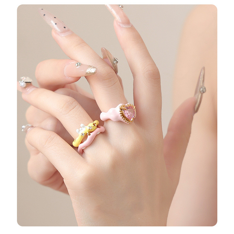 Fashion Enamel Zircon Ring For Women