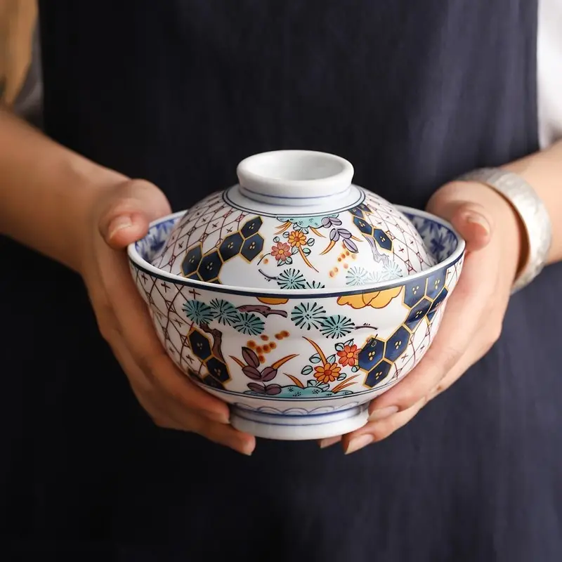 Japanese Style Ceramic Bowl Household Stew Cup Stew Bowl With Lid