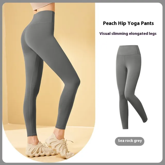 Polyester Women's Solid Color Stitching Yoga Suit Haiyan Gray Trousers - Shop at LoveMi