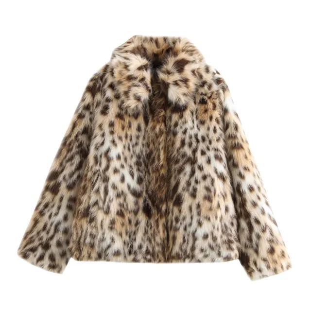 Women's Fashion Animal Pattern Baggy Coat Khaki Leopard Print - Shop at LoveMi