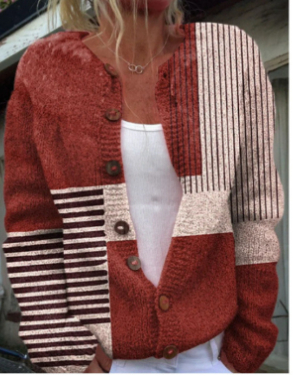 New 3D Digital Printed Cardigan Knitted Jacket For Women Dy54821 - Shop at LoveMi