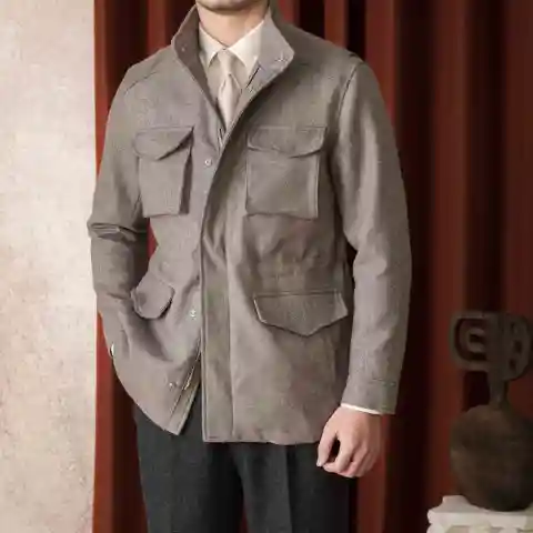Wool Safari Jacket Casual Slim Men