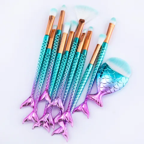 11pcs Makeup Brushes Kit Maquiagem Maquillaje New Mermaid Foundation