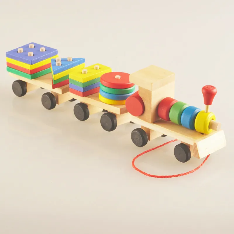 Wooden Train Three-section Tractor Toy Children's Intelligence Puzzle Toys Educational Toys – image 3