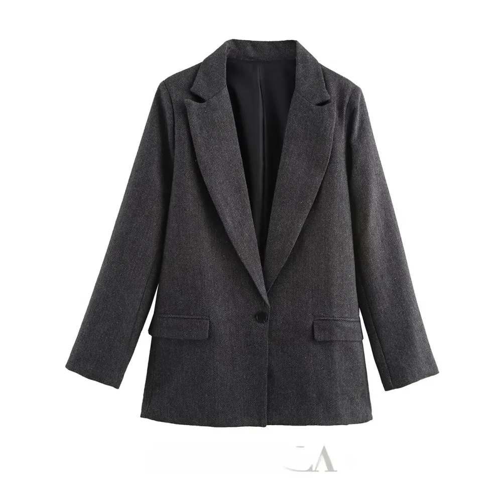 Fashion Long Sleeve Straight Suit Coat