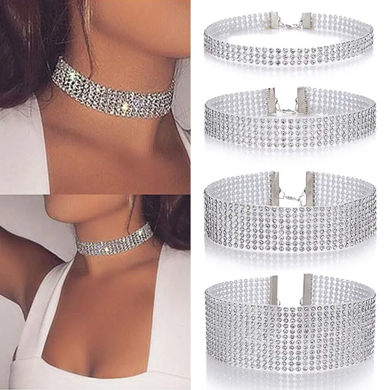 Fashion Women Full Crystal Rhinestone Choker Necklace Wedding Jewelry