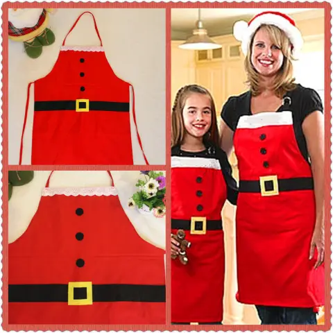 Red Merry Christmas Apron for Women Girls Cake Kitchen