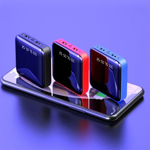 Mini Power Bank 20000 MAh Portable Mirror Digital Display