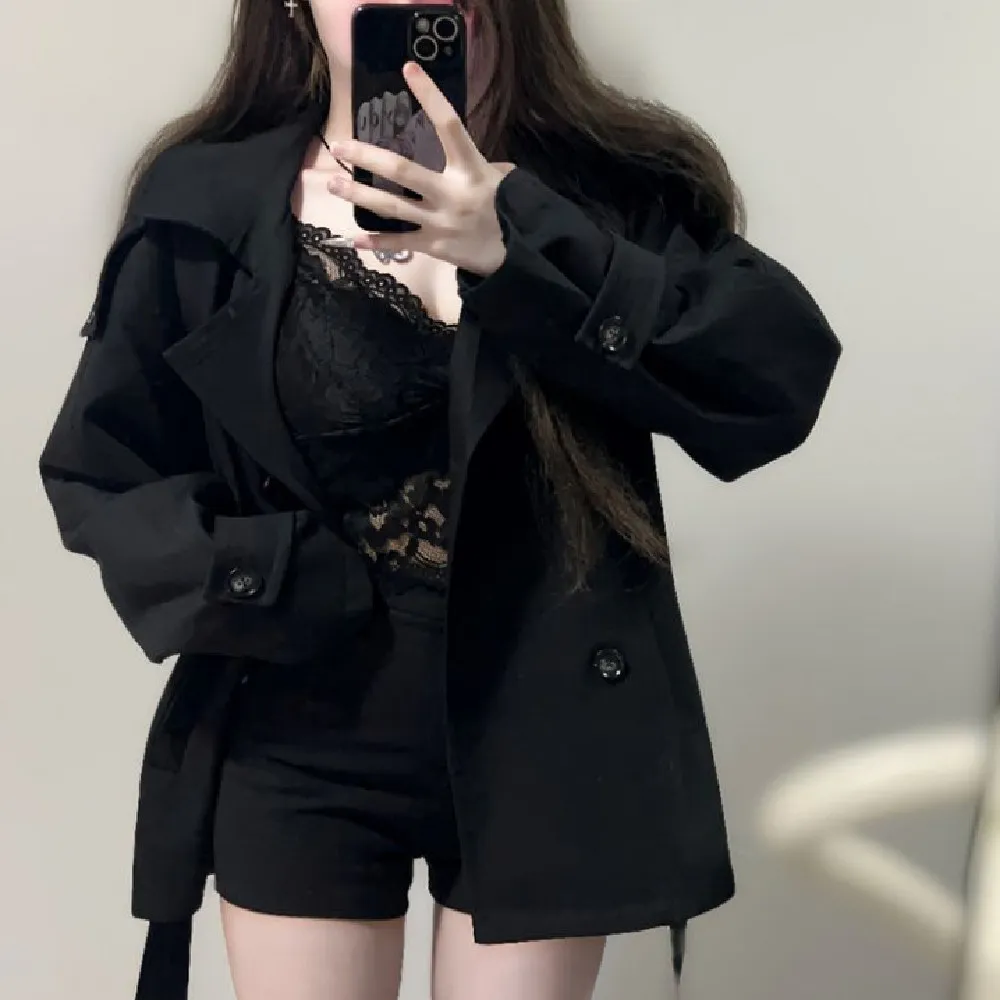 Fashion Short Black Double Breasted