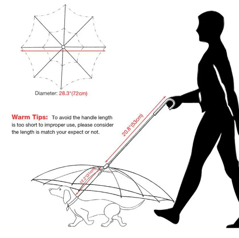 Dog's Transparent Umbrella With Traction Chain Removable Umbrella Pet Products – image 2