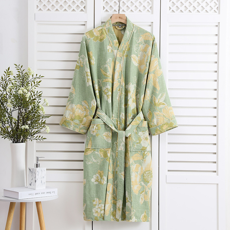 Pure Cotton Double-layer Gauze Bathrobe Couple Nightgown
