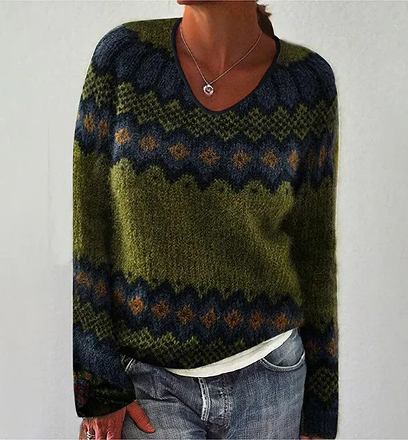 3D Printed Women's Flower Pattern Pullover Sweater - Style 4