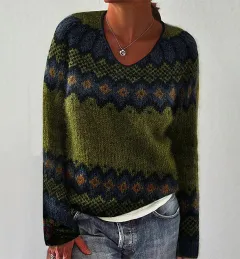 3D Printed Women's Flower Pattern Pullover Sweater - Style 4 - View 1