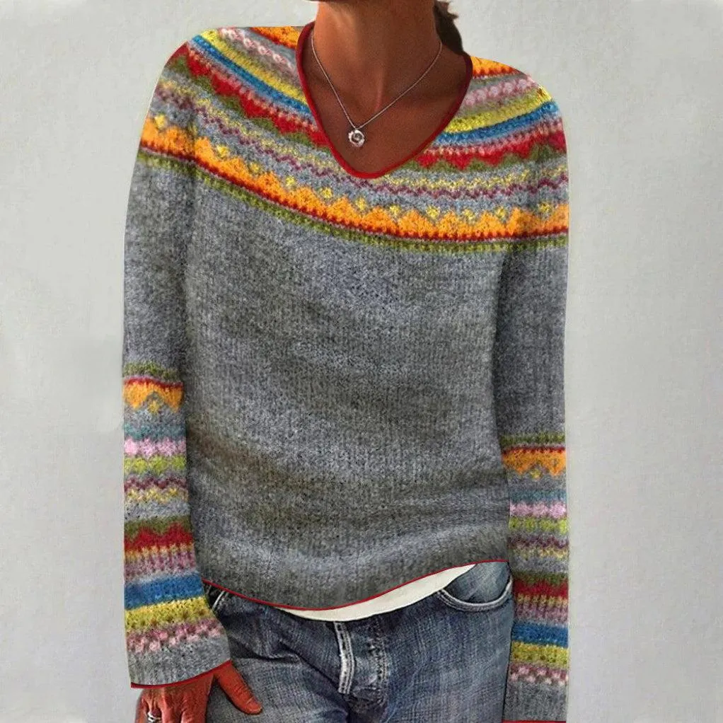 3D Printed Women's Flower Pattern Pullover Sweater - Style 3