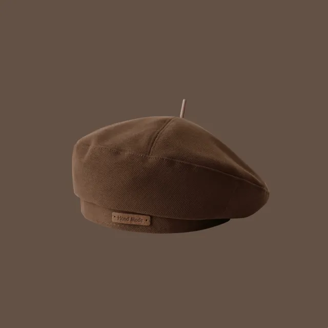 Make Your Face Look Smaller Knitted Hat Plain Bucket Hat Warm Hand Small Leather Label Beret - Shop at LoveMi