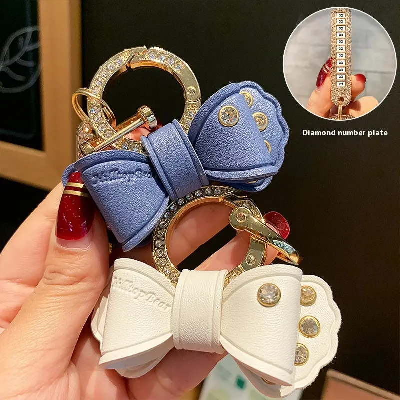 Alloy Diamond Bow Keychain Handbag Pendant