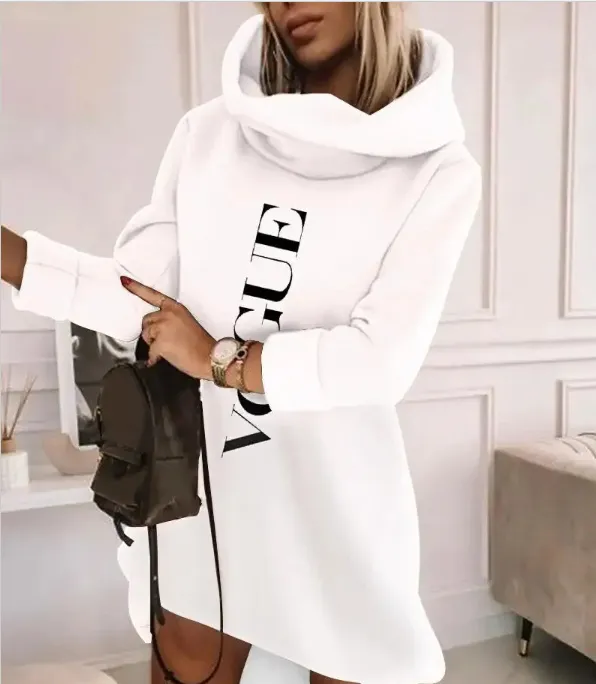 Long Sleeve Hood Pocket Long Sleeve Long Loose fitting Casual Pullover Women White2 - Shop at LoveMi
