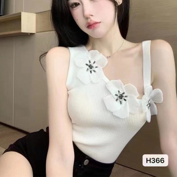 Retro Three-dimensional Flower Off-the-shoulder Top