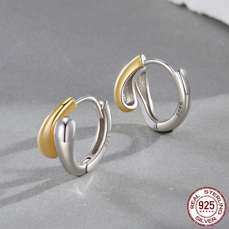 Color Separation Electroplating Water Drop Ear Clip Light Luxury