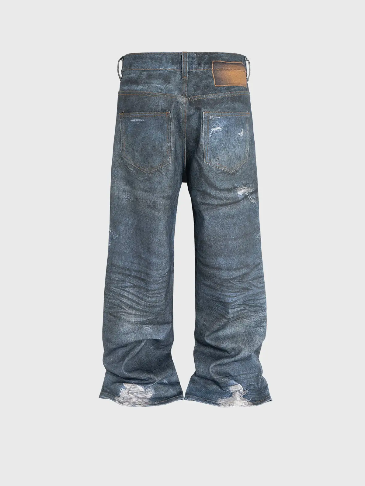 Men's And Women's Straight Worn Looking Washed-out Trousers