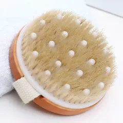 Bamboo Handleless Oval PPR Soft Bead Bristle Bath Brush SPA - Round Head - View 1