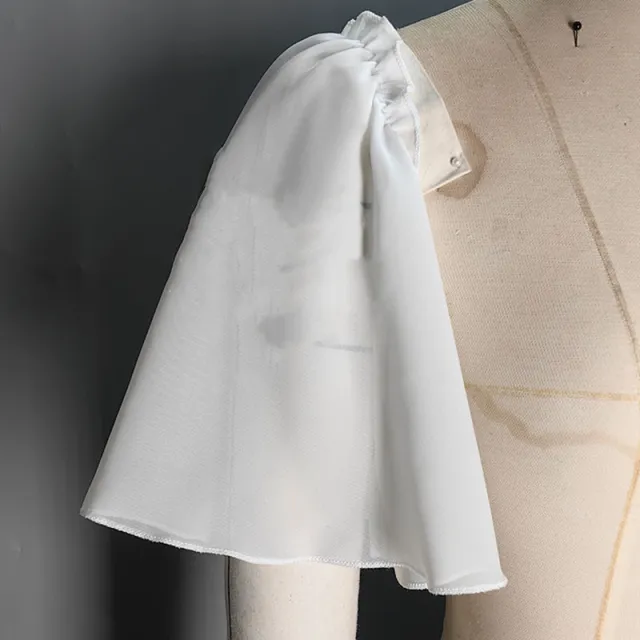 Sunscreen Ruffled Cover Oversleeve White Decorative Oversleeve White Chiffon Sewing Free - Shop at LoveMi