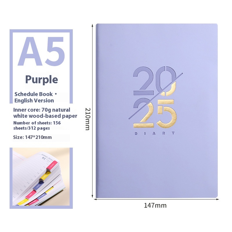 2025 Soft Leather A5 Daily Plan Schedule Book - Image 5