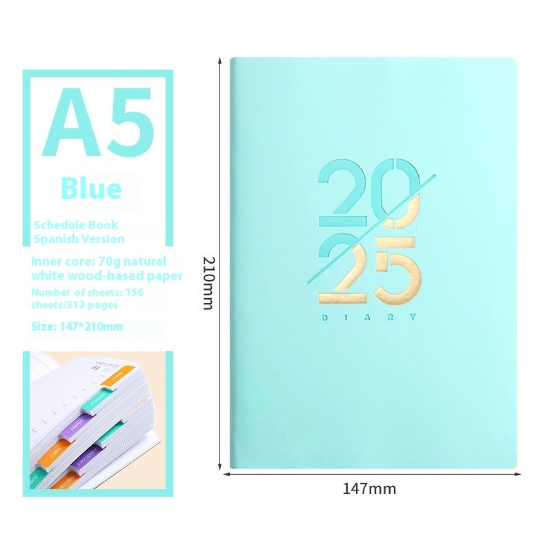 2025 Soft Leather A5 Daily Plan Schedule Book - Image 8