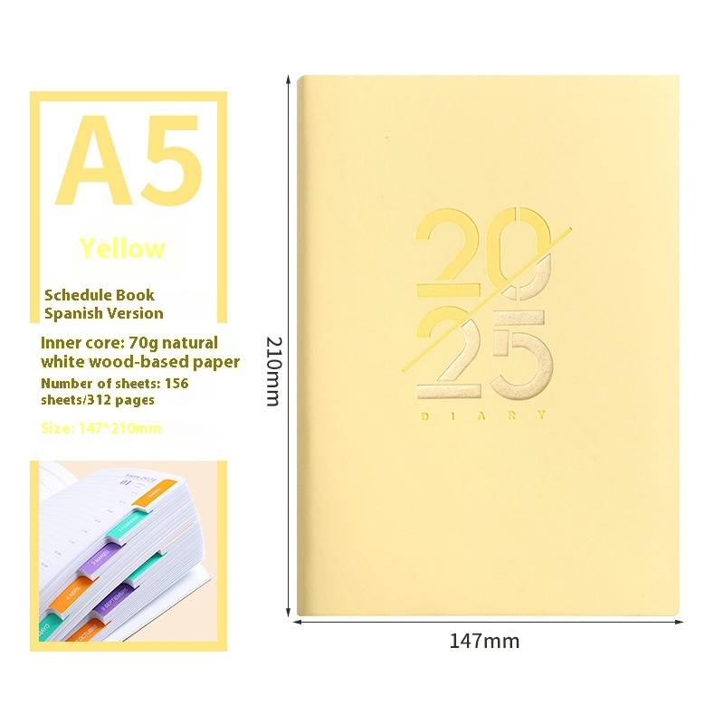 2025 Soft Leather A5 Daily Plan Schedule Book - Image 11