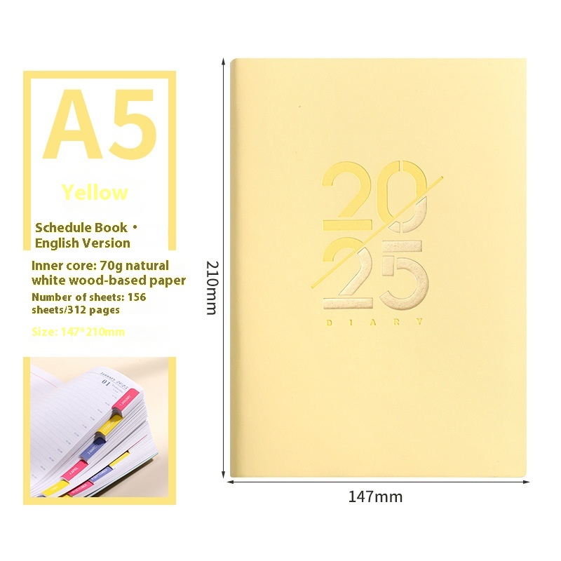 2025 Soft Leather A5 Daily Plan Schedule Book - Image 4