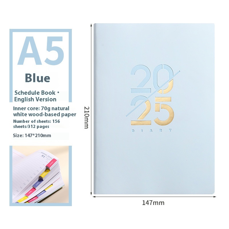 2025 Soft Leather A5 Daily Plan Schedule Book - Image 9