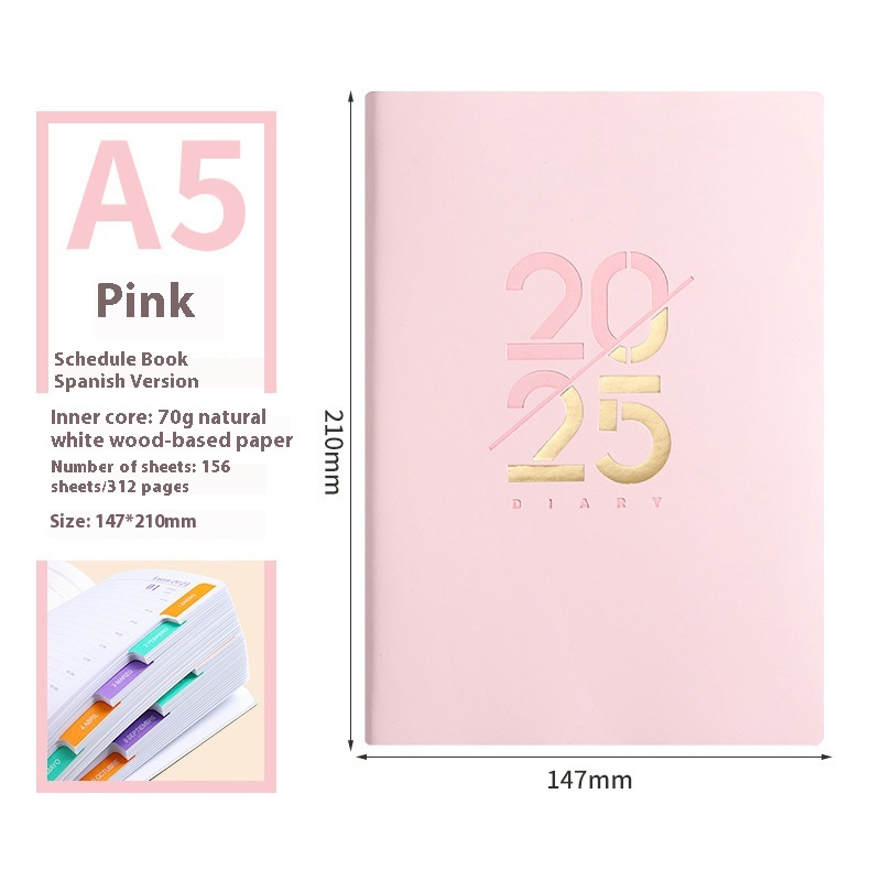2025 Soft Leather A5 Daily Plan Schedule Book - Image 2