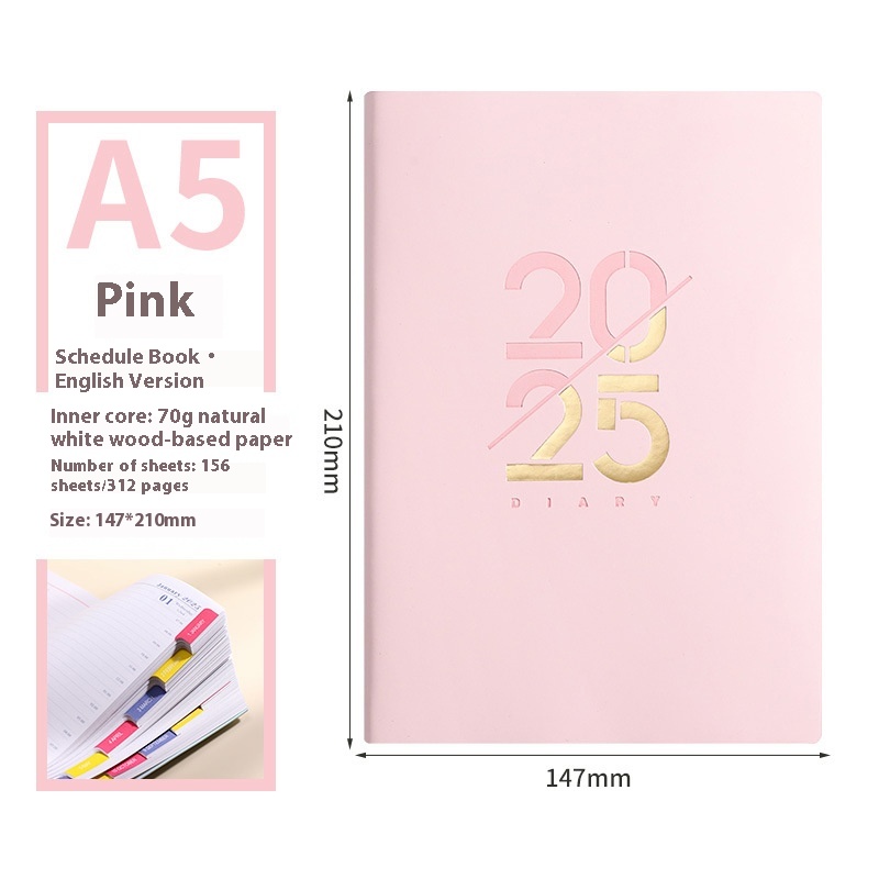 2025 Soft Leather A5 Daily Plan Schedule Book - Image 6
