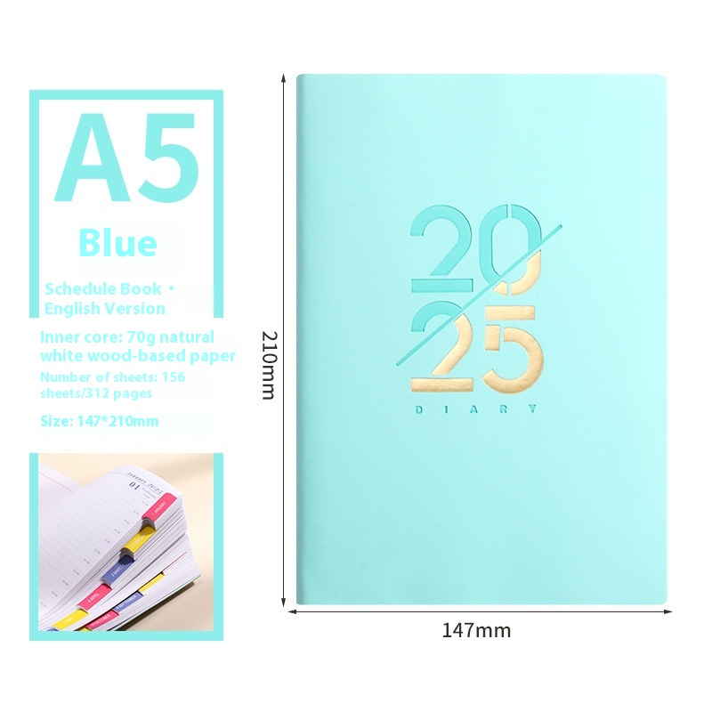 2025 Soft Leather A5 Daily Plan Schedule Book - Image 3